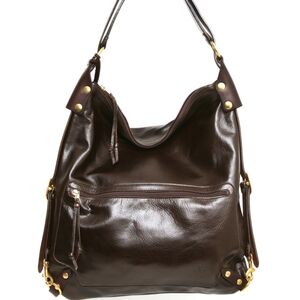 JMB Leather Dark Brown Mocha Convertible Backpack/Tote